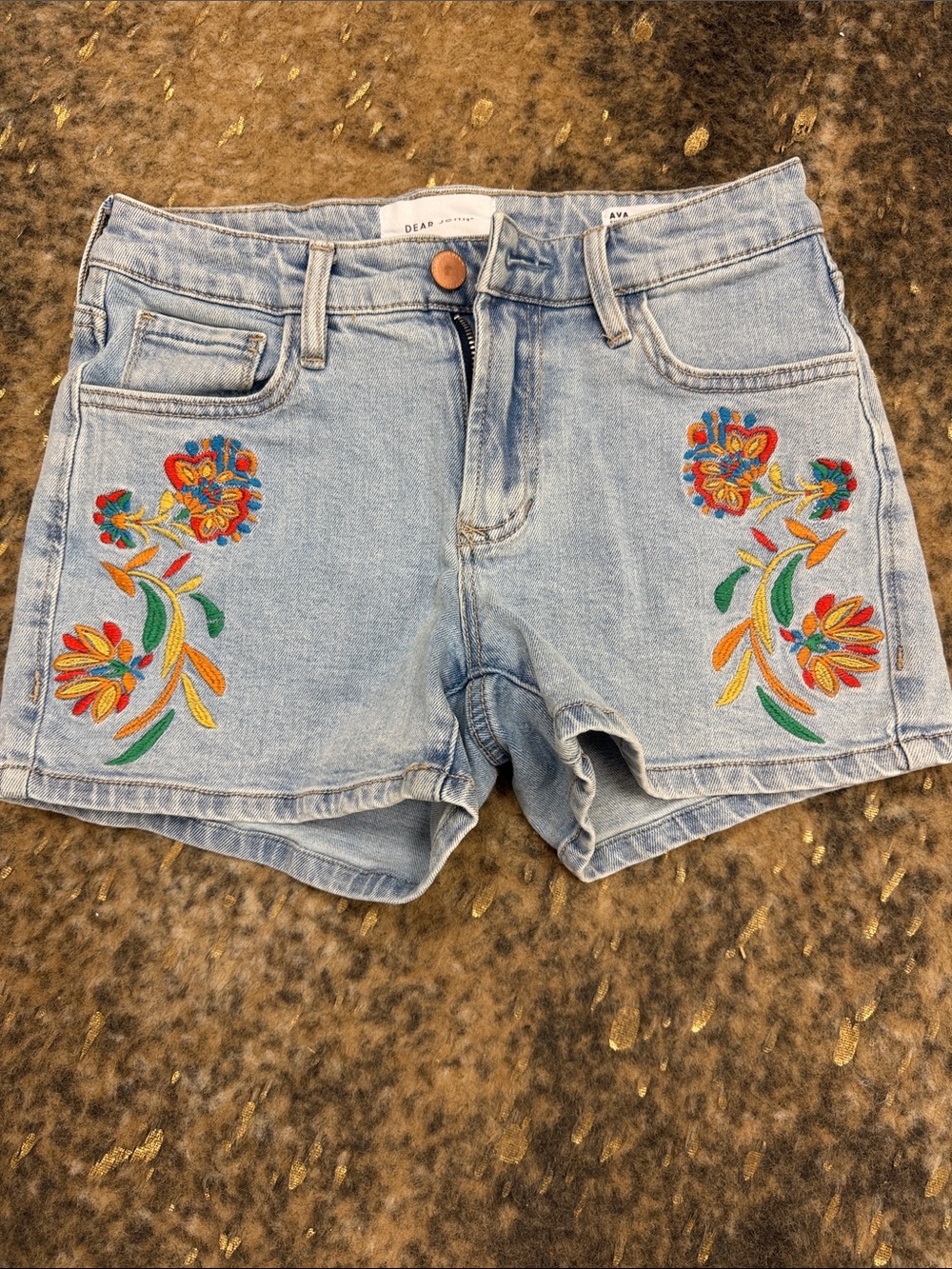 Dear John Light Blue Embroidered Denim Shorts Available Short | 26